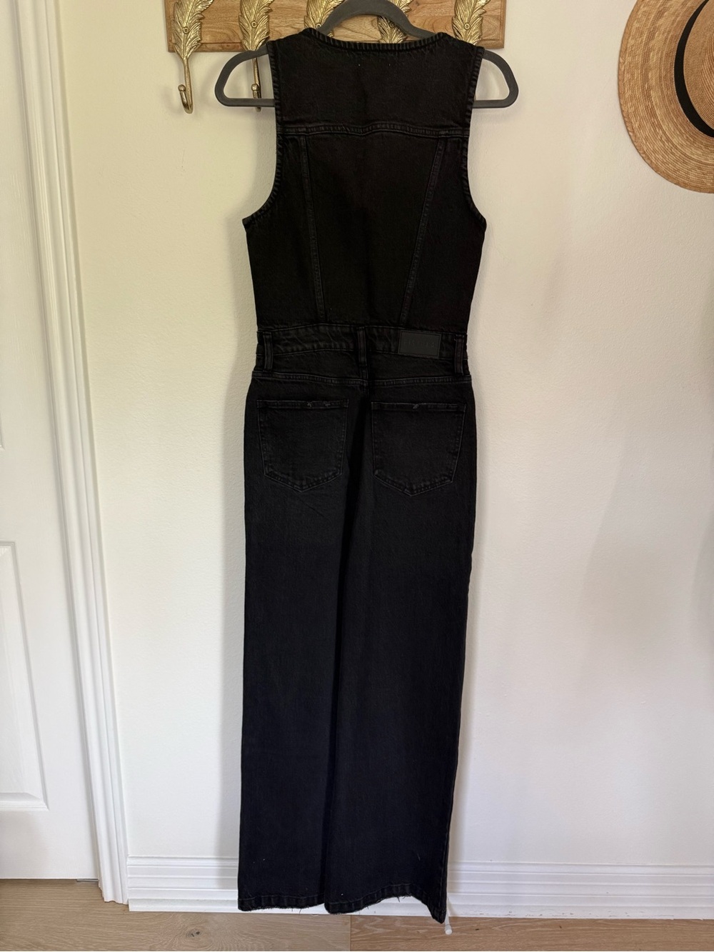 NWT Pistola Aria Denim Jumpsuit Mulholland Black Wide Leg Sz S - Picture 6 of 13